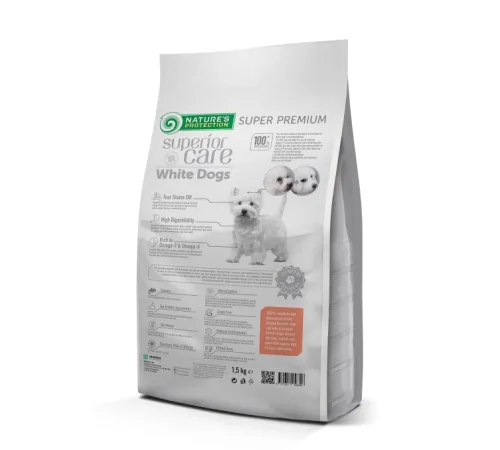 Nature's Protection Superior Care White Dogs Adult Small & Mini Breeds (Лосось), 1,5 кг
