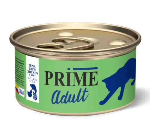 Prime Adult Консервы (Тунец с курицей и киви в собственном соку) для кошек, 85 г