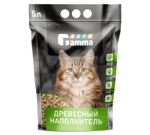 Гамма Наполнитель впитывающий древесный (крупный), 5 л