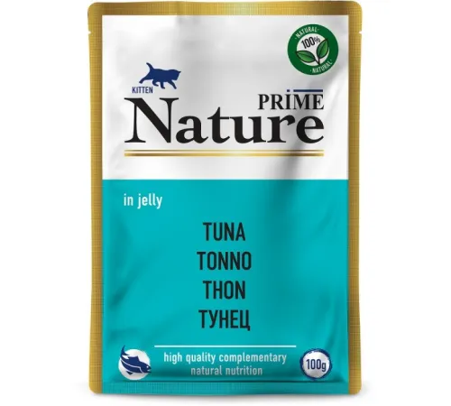 Prime Nature Паучи Тунец в желе для котят, 100 г