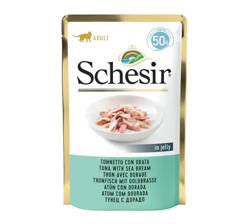 Schesir Тунец с дорадо в желе Пауч, 50 г