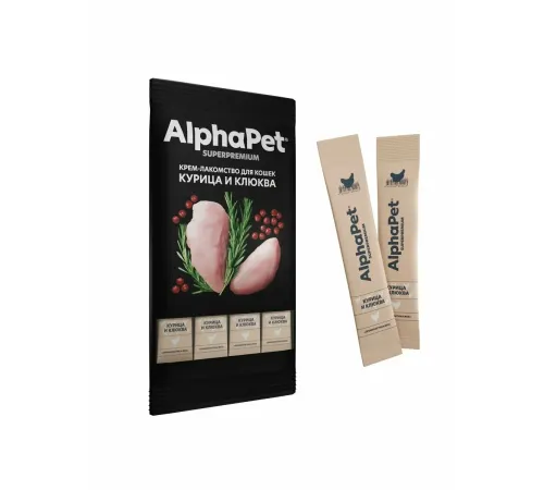 AlphaPet Superpremium Крем-лакомство с курицей и клюквой, 48 г