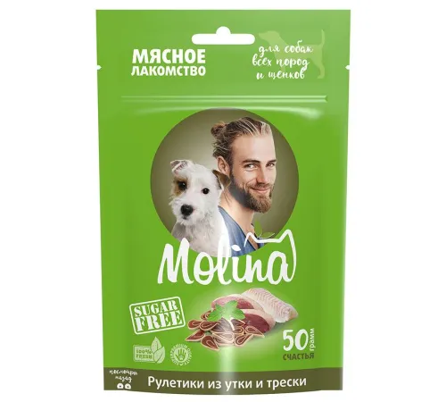 Molina Лакомство для собак Рулетики из утки и трески, 50 г