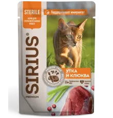 Sirius Консервы для кошек (Утка с клюквой в соусе), 85 г х 24 шт