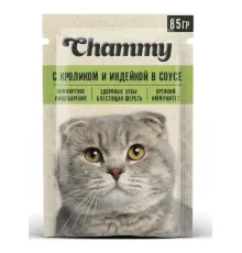 Chammy Консервы для кошек (Кролик и индейка в соусе), 85 г х 25 шт