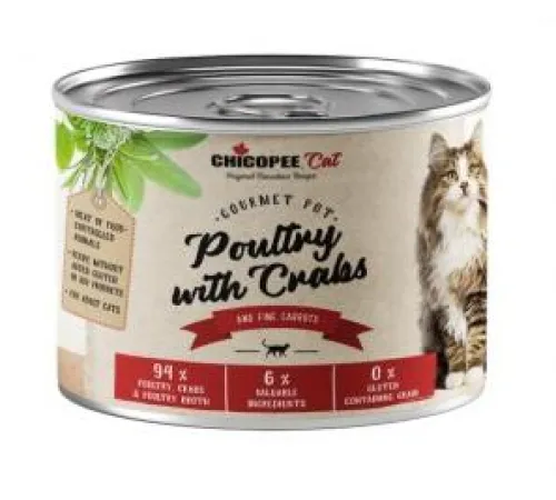 Chicopee Adult Cat (Домашняя птица с крабами) 195 г