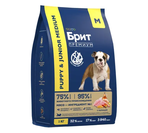 Брит Премиум Puppy & Junior Medium (Курица), 1 кг
