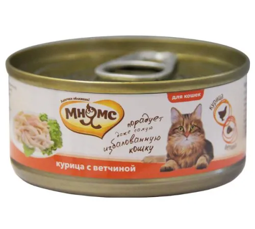 Мнямс Консервы Курица с ветчиной в нежном желе, 70 г