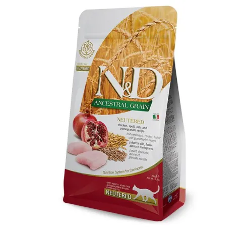 Farmina N&D Ancestral Grain Neutered Cat (Курица и гранат), 300 г