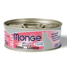 Monge Gelly Adult Cat Консервы с желтоперым тунцом и креветками, 80 г