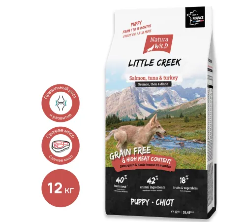 Natura Wild Little Creek (Лосось, тунец, индейка), 12 кг