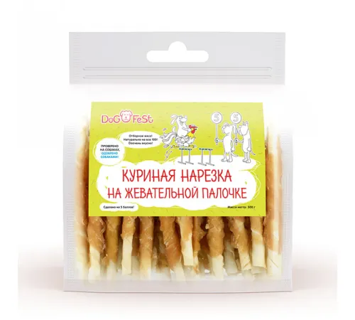 Dog Fest Куриная нарезка на жевательной палочке, 500 г