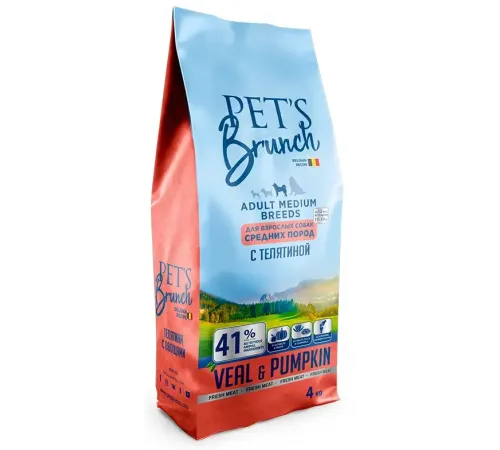 Pet's Brunch Adult Medium Breeds (Телятина и тыква), 4 кг