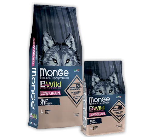 Monge Dog BWild Low Grain Adult All Breeds (Гусь), 12 кг