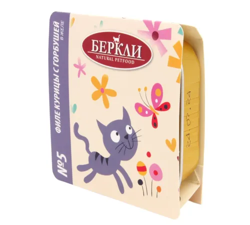 Berkley №5 Филе курицы с горбушей в желе для кошек, 100 г
