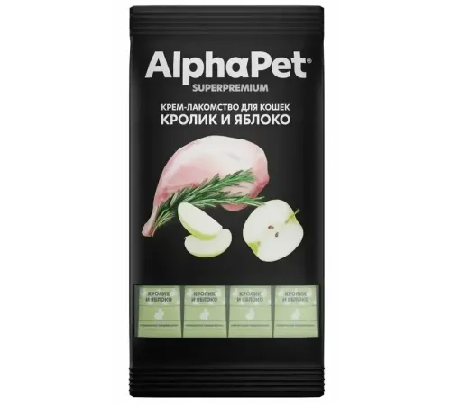 AlphaPet Superpremium Крем-лакомство с кроликом и яблоком, 48 г