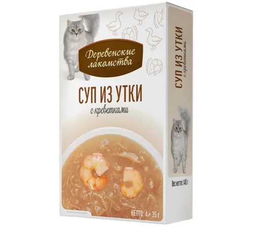 Деревенские лакомства Суп из утки с креветкой, 35 г х 4 шт (Box)