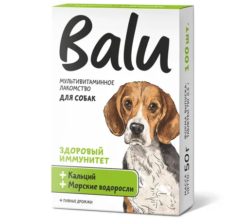 BALU Здоровый иммунитет Лакомство мультивитаминное для собак, 100 таб