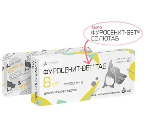 Nita-Farm Фуросенит-вет, 8 мг, 20 таб